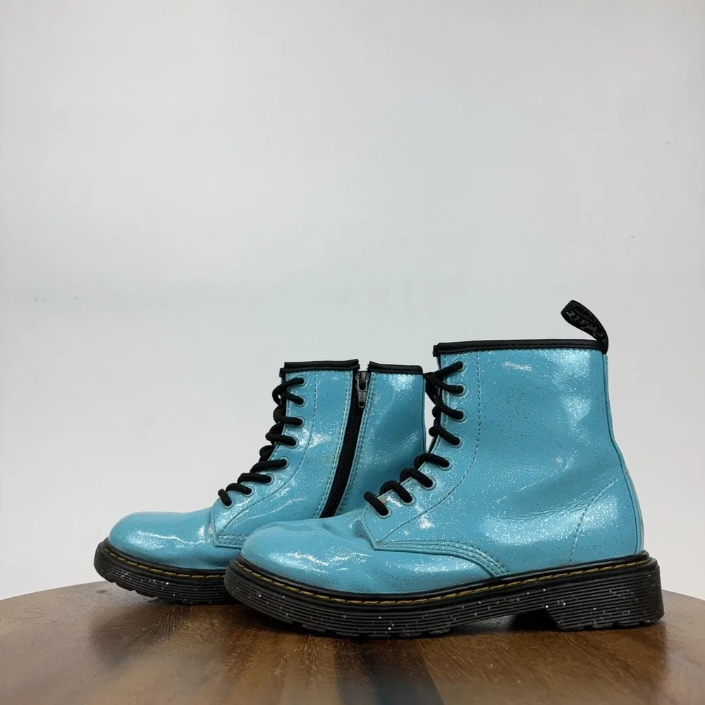 Big Kids Dr Martens 1460 Turquoise‎ Glitter Comfort Casual Combat Boots Size 3 Y
